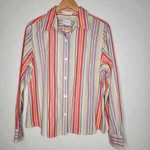 Liz Claiborne Villager Colorful Striped Women's Button-down Shirt